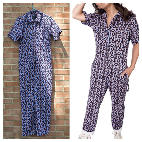 Wildfang Pants - Wildfang The Essential Short Sleeve Jumpsuit Floral Small